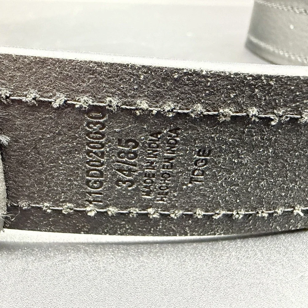 Dickies Men's 38mm Black Leather Belt with Two Row Stitch, Size 34